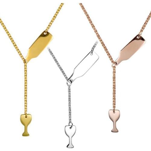 2021 Trend Fashion Necklace Wine Glass Cup Pendant Chain Neck Accessories Decor For Women Girls