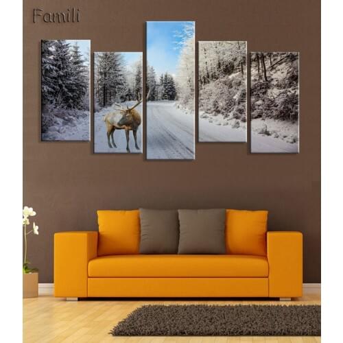 5Pcs/Set Landscape Wall Art Poster Highway Colorful Clouds Mountains Canvas Painting for Living Room Wall Art Pictures