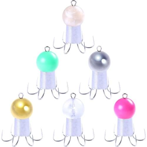 6pcs Fishing Hooks Jig Glow in dark with Fishing Hooks Squid Octopus Anchor Hook Fishing Gear Tool Accessories