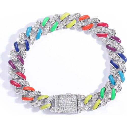 12MM Iced Out Chains Bracelets Multicolor 5A CZ Bracelet Fashion Hip Hop Jewelry For Men Women Gift