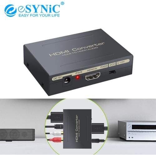 ESYNiC HDMI-Compatible Audio Extractor Digital To Analog Stereo R/L Audio HDMI To Optical Spdif Toslink Converter Support 4K 3D