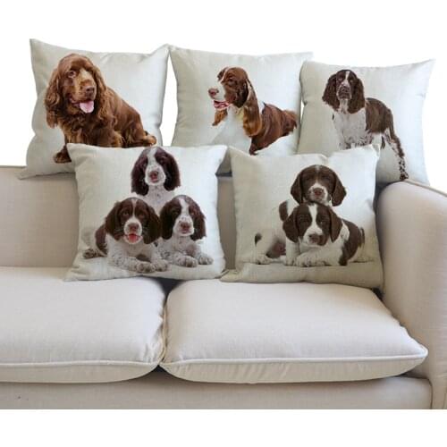 Decorative Cushion English Springer Spaniel Pillows Animal dog cojines decoracion 45x45 Dogs pattern throw Car Pillow Cushions