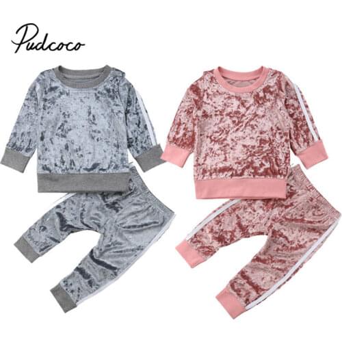 Velvet Sweatshirt+pants 2 piece set kids boys girls clothes 2019 toddler costume children outfits baby clothing tracksuit 1-6Y