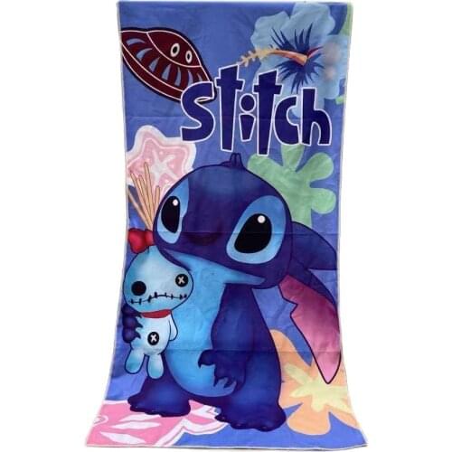 Disney Cartoon Lilo Stitch Bath Towel Children Boys Girls Soft Absorbent Beach Pool Home Swimming Towel 100% Polyester 70X140cm