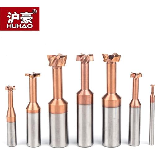 HUHAO 1pc 4 6 8 10mm Shank T Type Grooving Milling Cutter Overall Alloy Tungsten Steel Slotting Router Bits CNC Tool Endmill