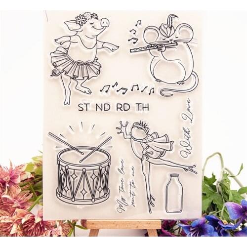 Hot sale Dancing pig Transparent Clear Stamps / Silicone Seals Roller Stamp for DIY scrapbooking photo album/Card Making