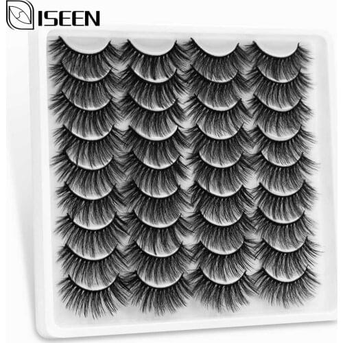 ISEEN 18 Pairs 3D Mink Lashes Natural False Eyelashes Dramatic Long Wispies Lash Extension Volume Beauty 3D Eyelashes