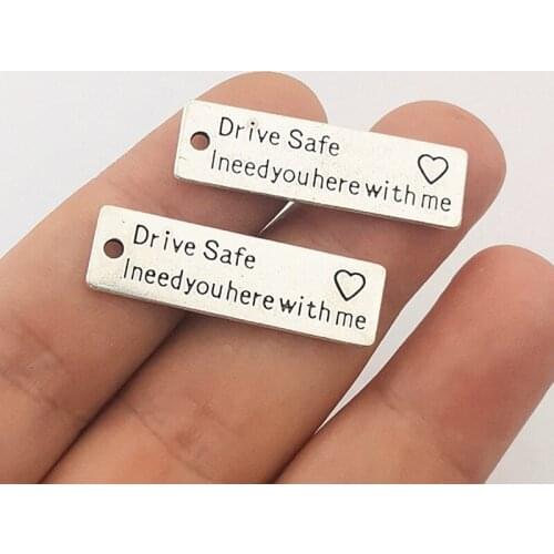 JINDINSP 5pcs 33x10mm Antique Silver Color Drive Safe Tag Charms Pendant For Jewelry Making DIY Jewelry Findings