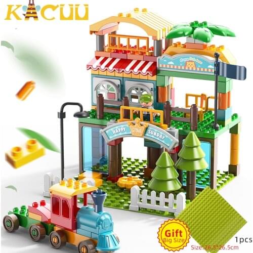 Big Size Villa Building Blocks Amusement Park DIY Bricks Hobbies Bricks Toys For Children Christmas Gifts