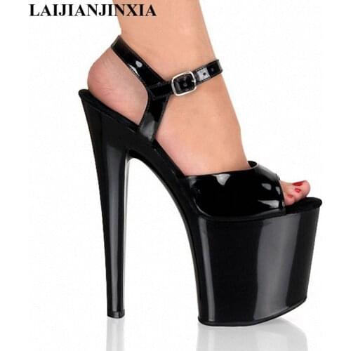 LAIJIANJINXIA New White Sexy Pole Dancing Shoes 20 CM High Heels Shoes 10 CM Platform Thin Heels Sandals Model Dance Shoes E-057
