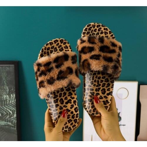 Summer Women Fur Slipper, Leopard Zebra-Stripe Slippers, Ladies Flat Shoes, Casual Shoe Outside Or Indoor