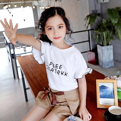 Baby Girl Summer Suit 2020 New Kids Casual Short Sleeve + Shorts Sports Suit Girl Lovely O-neck Two-piece Sets 3 5 7 9 Year Old