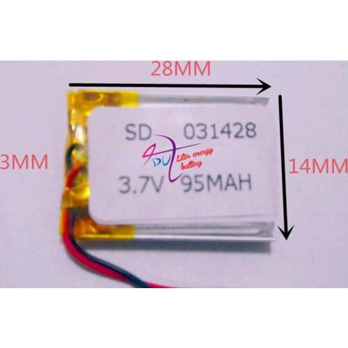 Best battery brand Size 031428 3.7V 95mah Lithium polymer Battery with protection board For MP5 PSP GPS Digital Products Free Sh