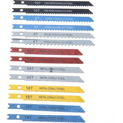 14Pcs/set Durable Assorted U-shank Jigsaw Blades For Plastic Wood Cutter Top Quality Jingsaw Blades Hand Toos