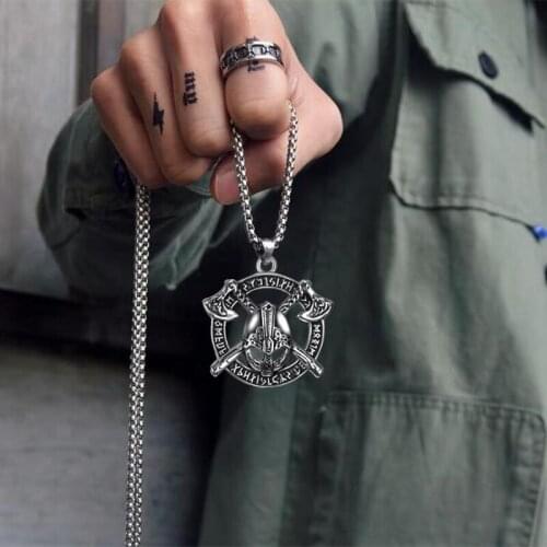 Thor Axe Stainless Steel Pendant Men Women Necklaces Hip Hop Viking Warrior Helmet Hammer of Thor Mjolnir Statement Necklace