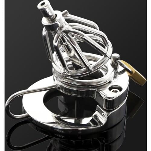 For Men Penis Lock Stainless Steel Cock Cage Penis Ring Chastity Device Belt Tool Restraint Sex Toys BS076 3 Sizes Choose