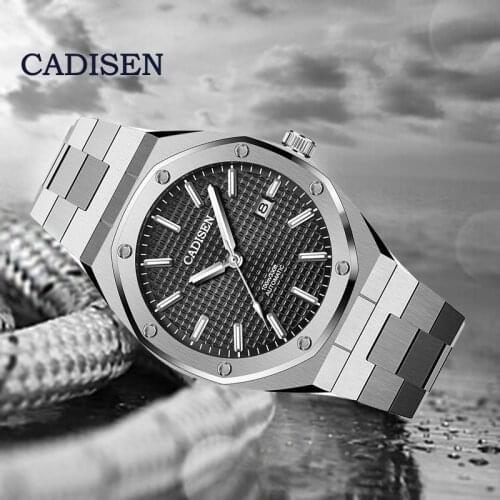 CADISEN 2021 New Top Luxury Brand Mechanical Automatic Watch Mens watch 100M Waterproof Stainless Steel Case Calendar Luminous