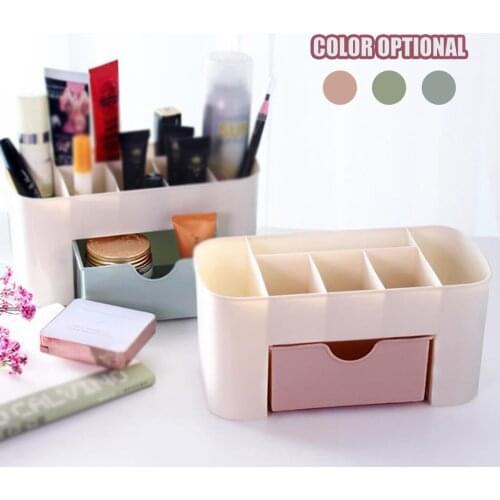 Plastic Desktop Cosmetic Box With Small Drawer Multifunctional Desk Storage Box Makeup Organizer Care Rack Home Container