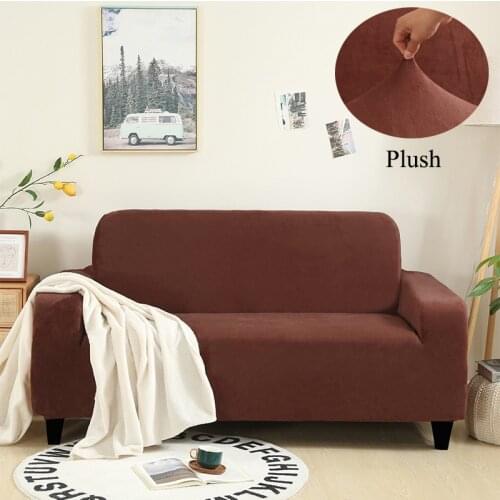 Plush Thicken Sofa Cover for Living Room Stretch Corner Elastic Couch Covers Blankets Sectional Slipcover Decor 1/2/3/4 seater