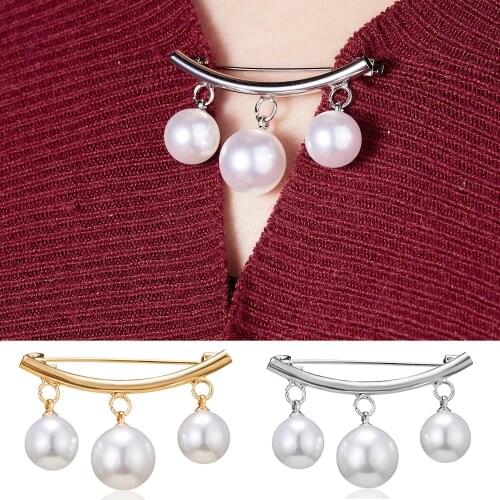 RINHOO Anti Slip Pin Simple Pearl Brooch Women Charm Jewelry Cardigan Coat Wearing Pins Accessories New Fashion Daily Supplies