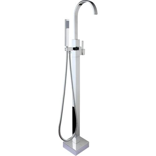 Bathroom Shower With Hand Shower Single Handle Floor Stand Bathtub Tap Shower Mixer Faucet Set