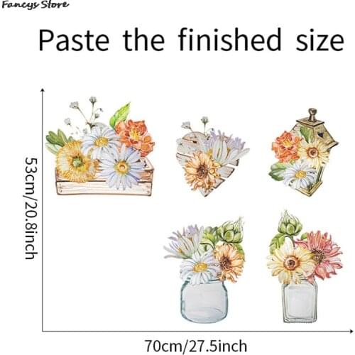 Wall Sticker Window Sticker Refrigerator Decal Flower Pot Sticker Chrysanthemum Glass Bottle Dormitory Decoration Margaret New