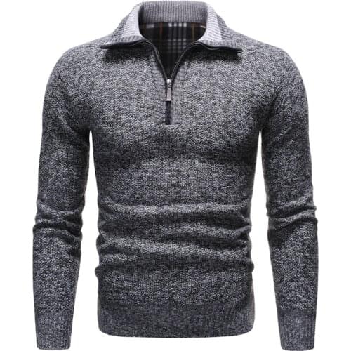 New Autumn Winter Mens Sweater Solid Slim Fit Pullovers Men Sweaters Casual Thick Fleece Turtleneck Sweater Men