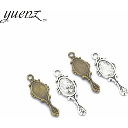 YuenZ 20pcs 2 colour Alloy Metal Antique Sliver mirror Charm Jewelry Making DIY Handmade Craft 28*10mm J146