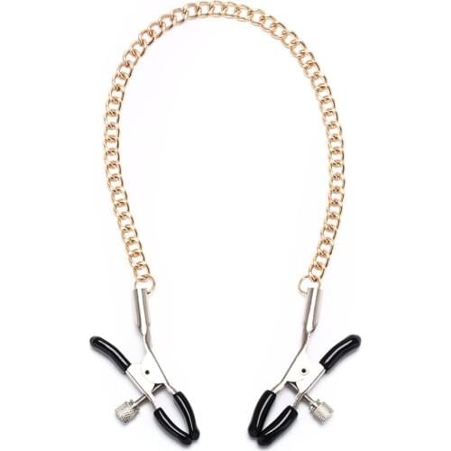 1Pair Erotic Nipple Clips For Women Men Long Metal Nipple Clamps With Gold Chain Flirt Gags Fun Sex Toy