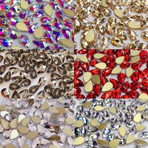 10pcs 14x9mm Nails Art Teardrop Rhinestones Shaped Cabochon Crystal Glass nail Supplies 3D Water-drop Flat-back decorations #9-1