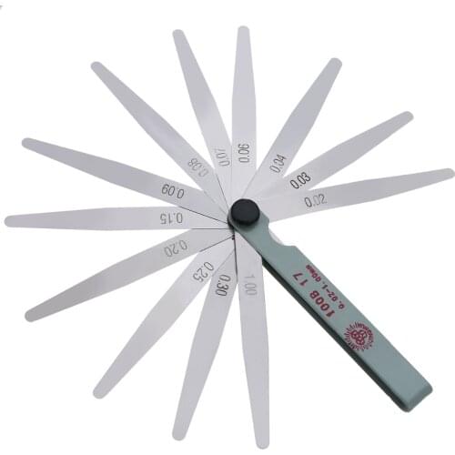 100mm Length Metric Feeler Gauge 17 Blade Gap Filler 0.02-1.00mm Thickness Measurement Layout Tool