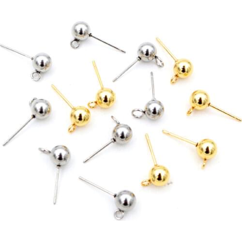 30pcs/Lot 3/4/5/6mm 316 Stainless Steel Pin Findings Stud Earring Basic Pins Stoppers Connector For DIY Jewelry Making Supplies