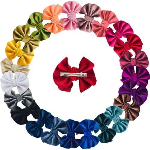 46pc/lot Hair Accessories 4" Velvet Handtied Bows Nylon Headband or Clip for Autumn and Winter,Schoolgirl Velvet Bows Hairpins