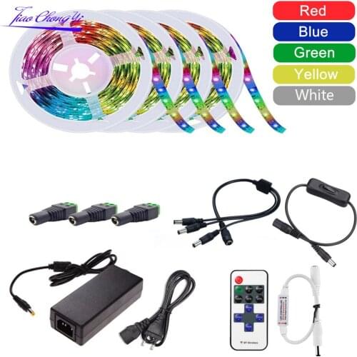 5M-15M 2835 5050 LED Strip DC12V White / Blue / Red / Green Flexible Light Tape Single Color LED Strip Set+RF Control+Adapter
