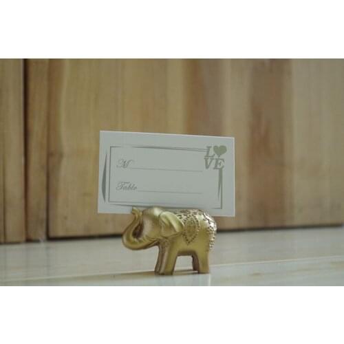 Fast shipping 200pcs/lot Gold Elephant Place Card Holders Wedding Centerpiece Golden Themed Party Favors