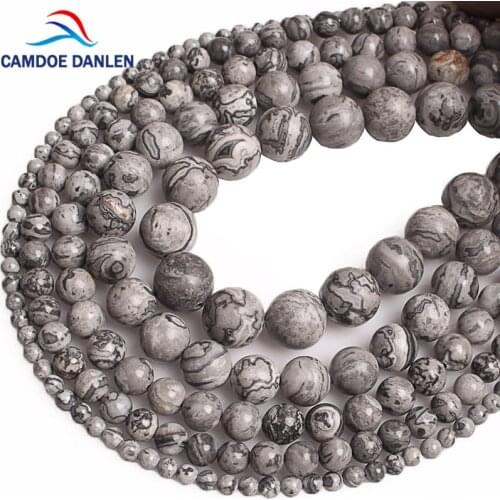 CAMDOE DANLEN Natural Stone Beads Map stone Picasso Round Loose Beads 4/6/8/10mm DIY Charms Bracelet Necklace For Jewelry Making