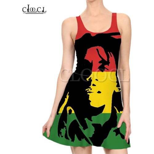 CLOOCL Singer Reggae Creator Bob Marley Fashion 3D Print Dress Ladies Summer Party Girls Dress Casual Sexy Beach Dresses