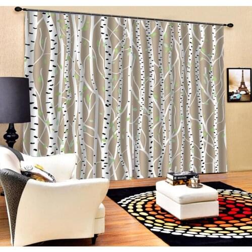 Decoration curtains 3D Curtain Luxury Blackout Window Curtain Living Room tree curtains white forest curtains