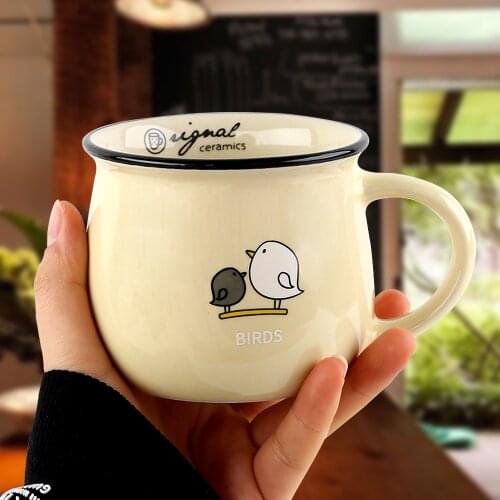 Ceramic cup cartoon glaze Mug retro custom coffee cup milk breakfast cup coffee cups mugs cups
