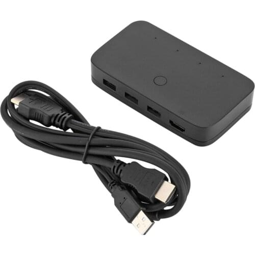 KVM Switch 4 Port Switch 4 in 1 Out KVM USB Switch Box Shared Keyboard Mouse and Monitor for PC PS4