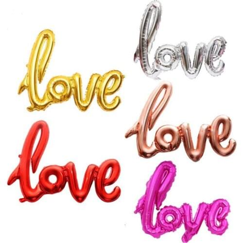 Ligatures LOVE Letter Foil Balloon Anniversary Wedding Valentines Birthday Party Decoration I Love You Heart Photo Booth Props