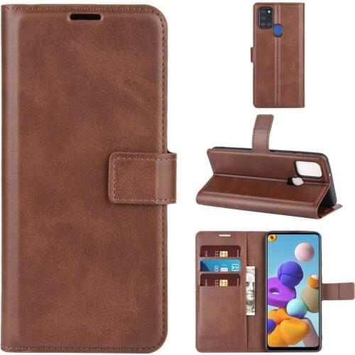 Magnetic buckle Cover Pu Leather Case for Samsung Galaxy A21s A217F Retro Matte TPU inner Wallet Flip Case Card Slots holder