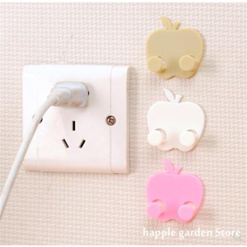 Cute Apple shape Power Wall Adhesive Plug Socket Holder Hook Home Decor Multi-Purpose Hooks Multiple types of plugs available