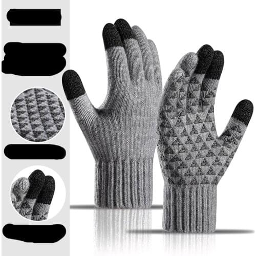 Mens Winter Plus Velvet Riding Gloves Outdoor Fishing Mens Gloves Thick Warm Solid Business Gloves Autumn Bicycle Gloves