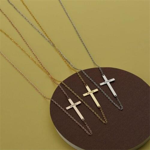 Fils Custom Necklace Men Fashion Stainless Steel Cross Pendant Necklaces Gold Choker Necklace Sculpture Pendant Nameplate Gift