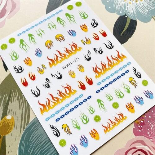 HANYI-370-371 Flame Fire Blaze 3D Back glue Nail decal Nail sticker Nail decoration Nail art Nail tool Nail ornament