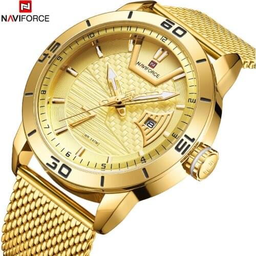 2021 NAVIFORCE Brand New Men Fashion Sport Watch Water Ressiatance Stainless Steel Strap Hook Buckle Mens Quartz Wrist Watch