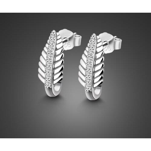 New Fashion Solid silver jewelry Leaf Stud Earrings For Women Hot Sale 1 Pair Ear Cuff 100% 925 sterling silverr Earring gift