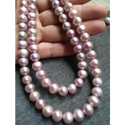 CHARMING 35" AAA 9-10MM PURPLE NATURAL PEARL NECKLACE 50"
