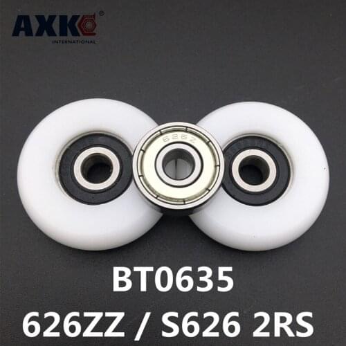AXK 2PCS BT0635 626ZZ 626 Nylon wheel hanging / ball bearing with pulley wheel for doors and windows 6*35*11 MM
